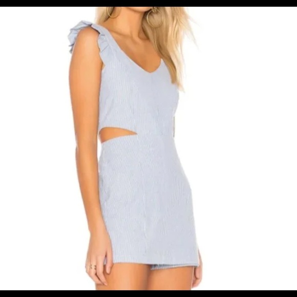 Striped cutout ruffle sleeve playsuit romper - Picture 2 of 11